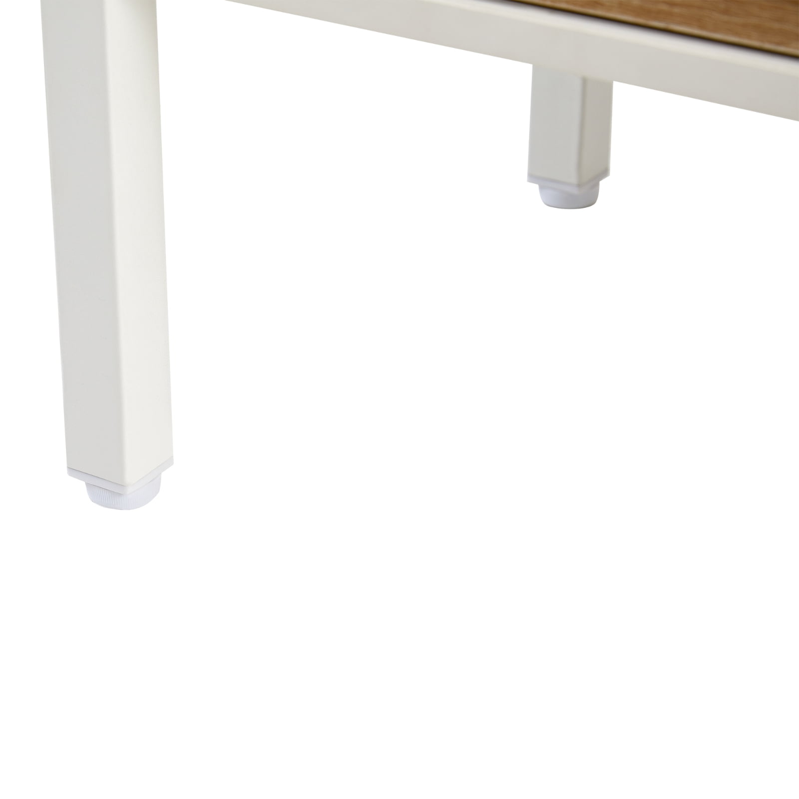 Rattan Coffee Table, Storage Coffee Table, Modern Living Room Table with Sliding Rattan Door, MDF Body and Metal Legs, 220LBS Capacity, 40.16" L x 21.26" W, White