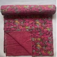 thumbnail image 3 of Handblock Multi Vintage BirdParadisePrint Handmade Cotton Kantha Quilting Throw Blanket Hippie Queen/King Size Bohemian Block Kantha Quilt, 3 of 5