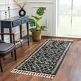 thumbnail image 2 of BoutiqueRugs Thetford Boho Moroccan Geometric Shag Runner Rug - High Pile Super Soft Carpet with Tassels for Hallway - Charcoal, Cream - 2'7" x 10' Runner, 2 of 17