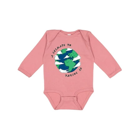 

Inktastic A Climate to Thrive in with Cartoon Earth Gift Baby Boy or Baby Girl Long Sleeve Bodysuit