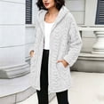 thumbnail image 3 of Trikvn Women's Long Fleece Coat Fuzzy Sherpa Jacket Winter Warm Zip Up Hooded Outerwear with Pockets Cable Knit Cardigan Casual Fall Relaxed Fluffy Overcoat, 3 of 9