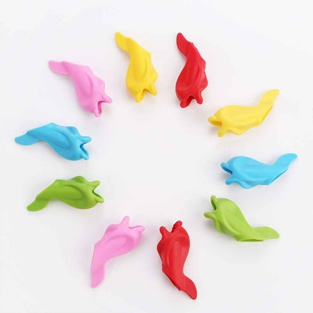10PCS Pen Pencil Dolphin Grip Kids Handwriting Comfort Aid Right Left Handed