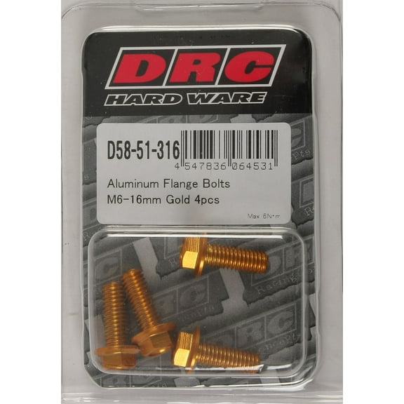 4/Pc Drc Aluminum M6 Flange Bolts 16Mm Gld