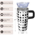 thumbnail image 3 of 20oz Stainless Steel Insulated Cup with Handle, Geometric Design Double Wall Travel Tumbler Leak-Proof Straw Lid, 3 of 5