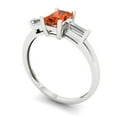 thumbnail image 2 of 0.8 ct Emerald Cut Simulated Red Diamond Three-Stone Engagement Ring for Women in 18K White Gold, 2 of 5