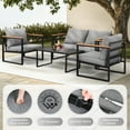 thumbnail image 2 of Zimtown 4-Piece Outdoor Patio Conversation Set, Metal Outdoor Furniture Set, All Weather Backyard Sectional Sofa, Gray, 2 of 10