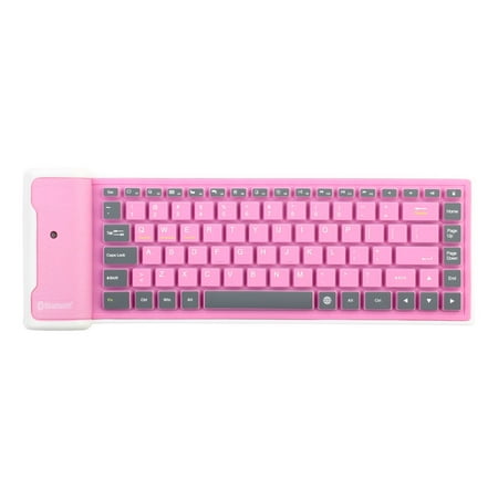 Pink Flexible Silicone - Unique BargainsPortable Foldable Flexible Wireless bluetooth Silicone Keyboard Pink for Phone