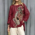thumbnail image 3 of Shirts for Women Baseball Art Print Casual 3/4 Sleeve T Shirts Round Neck Cotton Shirt, 3 of 3