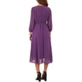 thumbnail image 3 of INSPIRE CHIC Women's V Neck 3/4 Sleeves High Low Chiffon Midi Dress XL Purple, 3 of 6