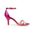 thumbnail image 3 of BLISSFUL STEP Women's Solid Color Open Toe Rhines Ankle Strap Stiletto Sandals Hot Pink 8.5, 3 of 7