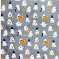 thumbnail image 5 of Serafina Home Oversized Halloween Throw Blanket: Baby Ghost Party on Grey Background Design on Soft Velvet Fleece Throw Blanket 50" x 70", 5 of 7
