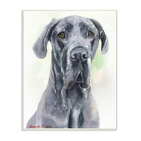 Stupell Industries Great Dane Dog Pet Animal Watercolor Painting Wall Plaque Art by George Dyachenko