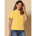 thumbnail image 3 of DARING DIVA Polka Dots Stand Collar Short Flare Sleeve Top M Yellow, 3 of 6