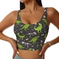thumbnail image 3 of Goofa Dinosaur Skeleton Printed Sports Bras for Women, High Impact Running Bra Workout Crop Tank Tops Longline Sports Bra Push up-XX-Large, 3 of 9