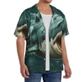 thumbnail image 2 of Rateoe Abstract Geometric Shark Pattern Men's Short Sleeve Classic Shirt, Casual Short-Sleeved Shirt, Lightweight Summer Shirt, Cuban Collar Shirt,Button-Front Shirt-4X-Large, 2 of 5