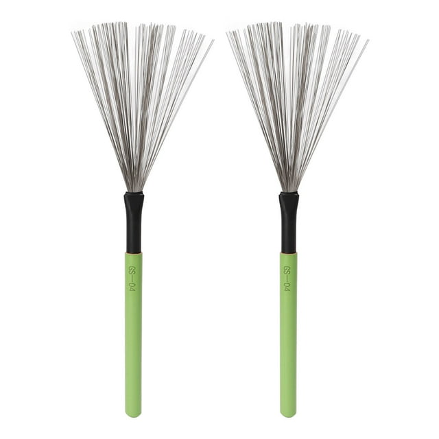 Drum Brush Steel Wire Maple Wooden Handle Percussion Tool Instrument Accessory Set Kit Green