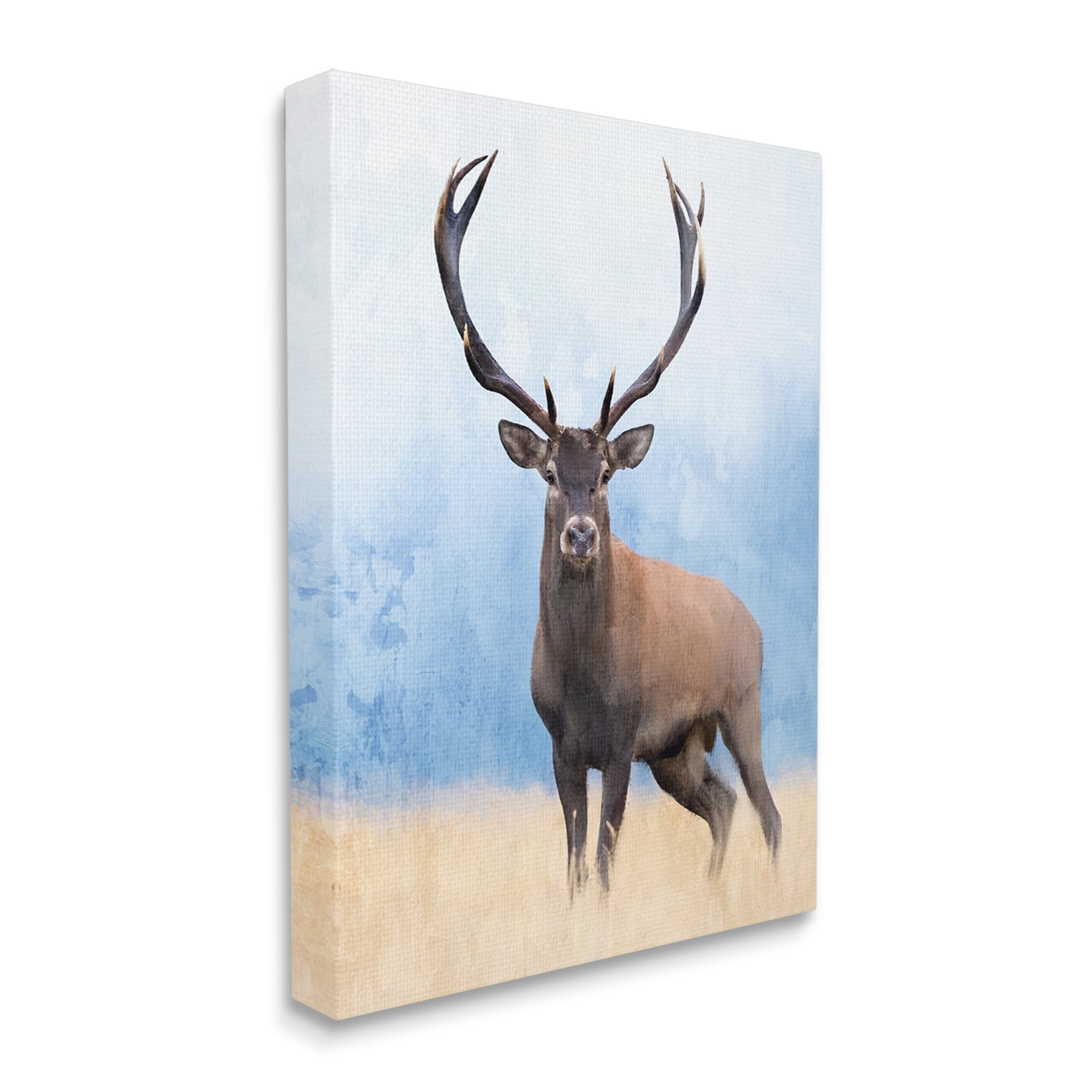 Stupell Industries Deer in Open Field Animals & Insects Painting Gallery Wrapped Canvas Art Print Wall Art, 36 x 48