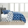 thumbnail image 5 of Lux Decor Collection 5 Piece Queen Down Alternative Comforter Set, Washable Duvet Bedding Set - Quatrefoil Navy, 5 of 11