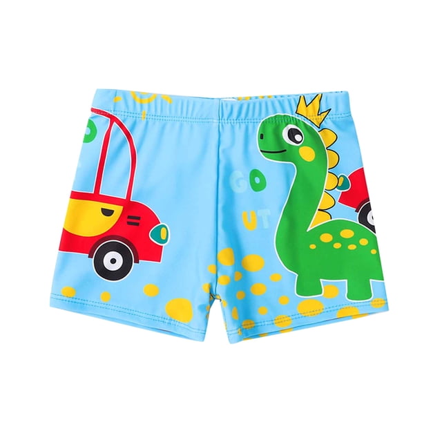 Boys Swim Trunks, Boys Swimwear Childrens Swimsuit Print Bathing Shorts Flat Angle Swim Trunks with Pants Rope