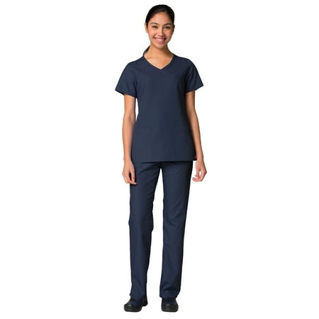 

Maevn Red Panda Women s Curved Mock Wrap Top & Full Elastic Cargo Pant Scrub Set