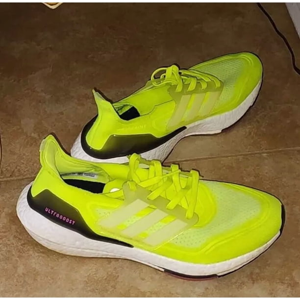 Pre owned Men's Ad-id-as Ultraboost 21 Neon Yellow Sneakers Lightweight Size 9