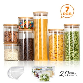 ComSaf Glass Storage Jars with Bamboo Lids, 18oz/27oz/37oz/71oz, Set of 6, Clear