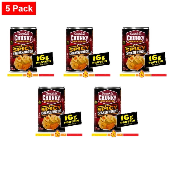 Campbells Chunky Spicy Chicken Noodle Soup Can 18.6 oz - 5 Pack