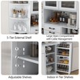 thumbnail image 3 of 63" Kitchen Pantry Storage Cabinet with Tilt-Out Trash Storage & 5-Tier Side Shelves, Freestanding Hutch with Glass Doors, Drawer, Adjustable Shelves & Microwave Stand for Dining Room, White, 3 of 6