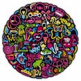 thumbnail image 4 of Juego de pegatinas de vinilo, pegatinas decorativas para ordenador portátil, maleta, niños, monopatín, coche, motocicleta, bomba de teléfono (100 pegatinas de neón), 4 of 5