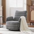 thumbnail image 2 of S-HOME Striped Fabric Armrest Swivel Chair in Elegant Sand-Rimmed Design, Perfect for Bedroom and Stylish Living Spaces，Dark Gray, 2 of 12