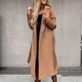 thumbnail image 4 of Homenesgenics Women's Trench Coat Fall Long Length Long Sleeve Lapel Open Front Cardigan Overcoat Windbreaker Brown XXL, 4 of 9