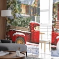 thumbnail image 5 of Farmhouse Christmas Sheer Curtains 63 Inch Length 2 Panels Set, Semi Transparent Voile Rod Pocket Curtains for Living Dining Room Bedroom Drapes Xmas Tree Truck Snowflake Snowman, 5 of 8