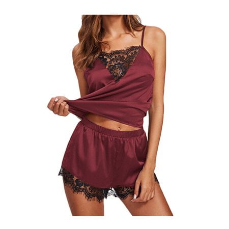 Sinhoon Women Satin Silk Babydoll Lingerie Sleepwear Nightwear Shorts Pyjamas