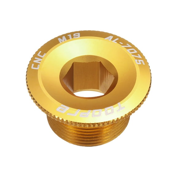 Uxcell Bike Crank Cover Screw M19 Aluminum Alloy Crank Fixing Bolt, Gold
