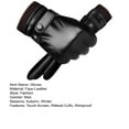 thumbnail image 3 of Opolski 1 Pair Fleece Lining Ribbed Cuffs Adjustable Buttons Full Finger Men Gloves Winter Windproof Touch Screen Faux Leather Cycling Gloves Black, 3 of 7