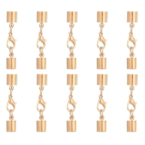 Uxcell 10 Pcs 0.12 Inch Leather Cord End Caps with Lobster Clasp Tail Buckles Silver