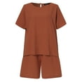 thumbnail image 3 of ZANZEA Women Summer Cotton Linen Sets Short Sleeve Tops Loose Shorts Casual Outfits, 3 of 12