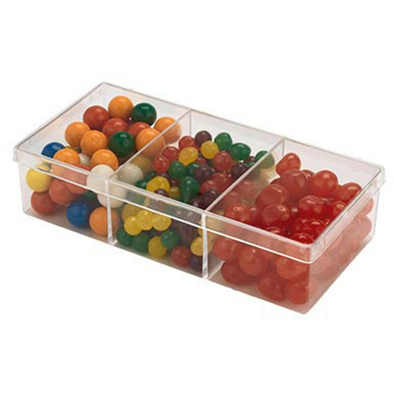 Pioneer Plastics 182C Clear Rectangular Plastic Container with Dividers,  6.75 W x 3.1875 D x 1.625 H, Pack of 12 