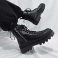 thumbnail image 3 of Botas altas de cuero, botas de moda con cremallera lateral para otoño e invierno, botas para hombre, talla grande, 3 of 5