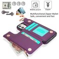 thumbnail image 3 of Allytechgroup iPhone 15 Wallet Case, RFID Blocking Zipper Pocket Ring Holder Kickstand Bumper Shockproof Portable Durable Phone Case for Apple iPhone 15, Darkpurple, 3 of 8