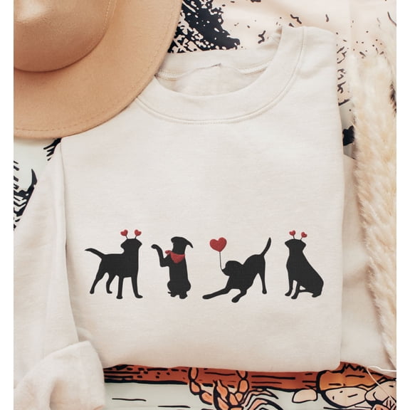 Embroidered Labrador Retriever Sweatshirt, Valentines Day Lab Mom Gift, Labrador Lover Crewneck, Black Labs, Labrador Valentines Embroidery