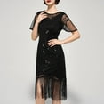thumbnail image 2 of Dpytoraw Flapper Dresses 1920s Dresses For Women Lace Neck Great Dresses For Women Roaring 20s With Sleeve For Harlem Nights//Party, 2 of 5