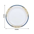 thumbnail image 2 of Efavormart 10 PCS | 8" Round Royal Blue Rim Disposable Salad Plates With Gold Vine Design For Weddings Party Events, 2 of 11