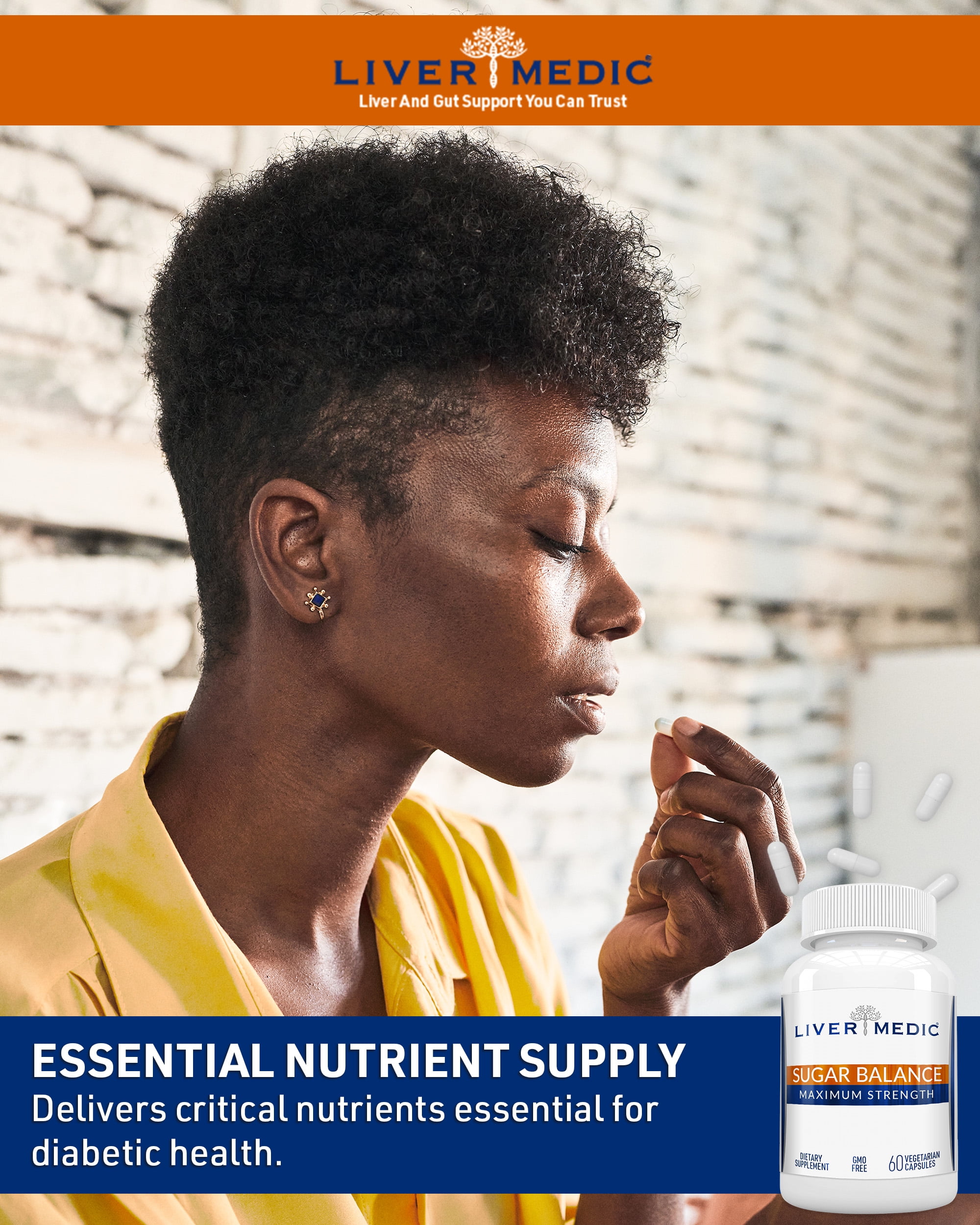 Liver Medic Blood Sugar Complex Supplement Supports Healthy Normal Energy Levels All Natural with Berberine, Cinnamon, Bitter Melon, Chromium, Magnesium, Alpha Lipoic Acid, NonGMO, 60 Capsules