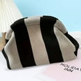 thumbnail image 4 of Yucurem Women Knitted Clutch Purse Small Stripe Purse Woven Bag For Female (Black Beige) Clutch bag (G), 4 of 6