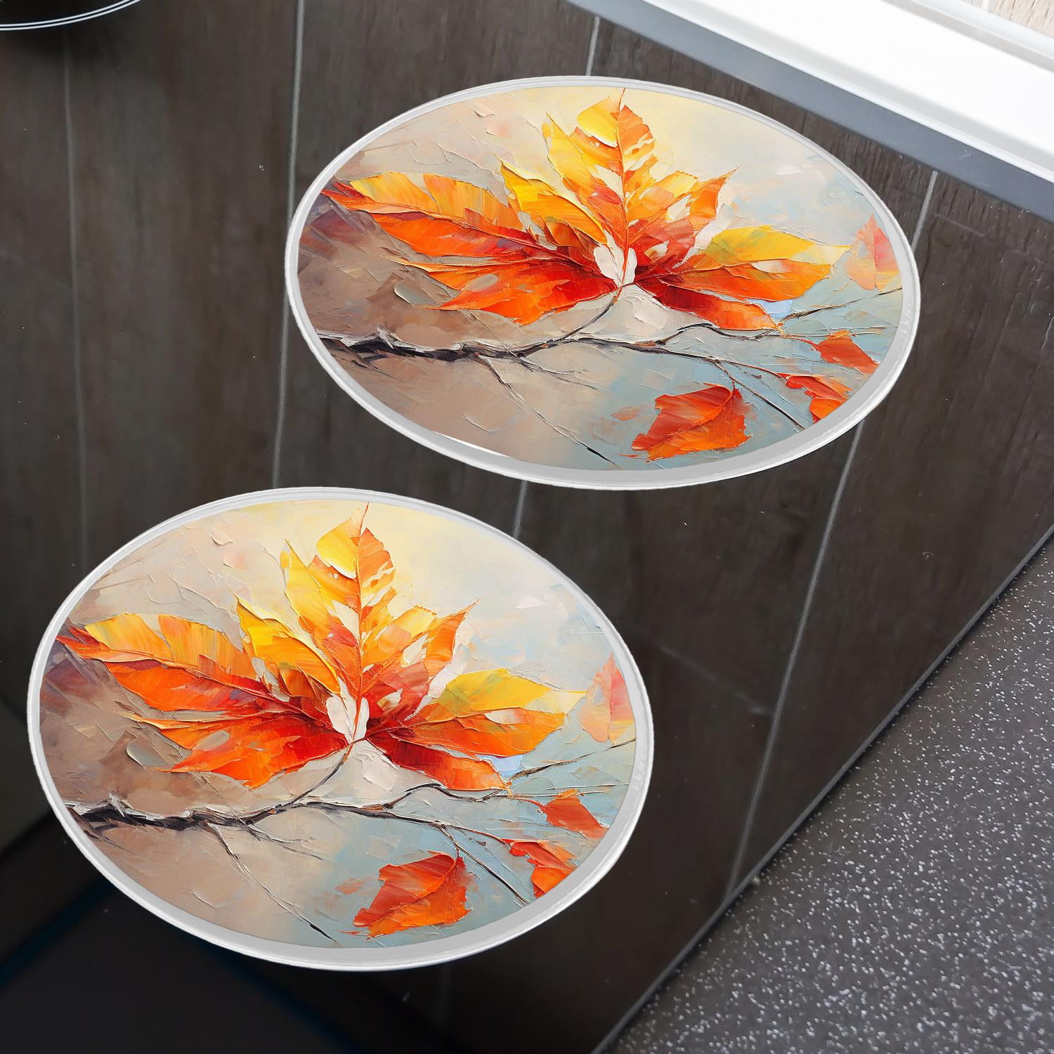 Round Stove Burner Covers 4 Pcs Round Gas Stove Burner Cover 8Inch And 10Inch for ,beautiful colorful autumn tree Pattern