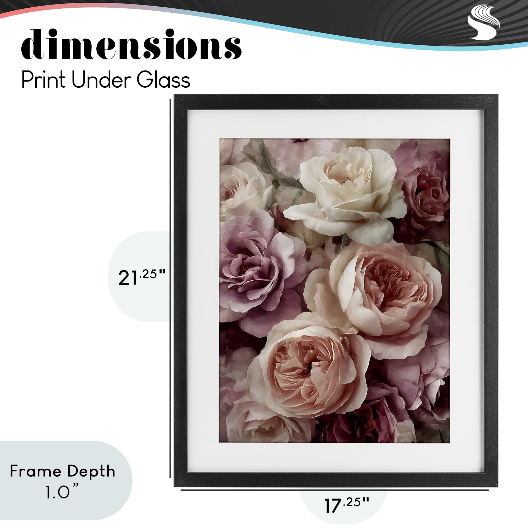 Stupell Industries Sweet Roses in Blush Pink Black Framed Print Under Glass, design by Franklyn Gregory