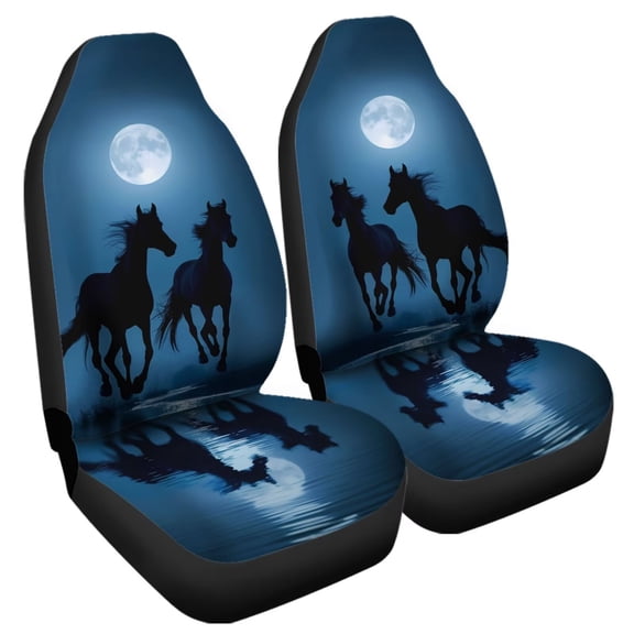 chaqlin Horses 2 Piece Car Seat Covers for Men Front Seats Only Moon Print Auto Seat Protector Universal Fit Most Truck Suv Van Car Accessories