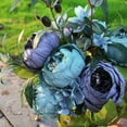 thumbnail image 3 of Ramo de flores de seda de peonía artificial vintage, decoración de boda para el hogar (nuevo azul oscuro) brillar Juguete, 3 of 4