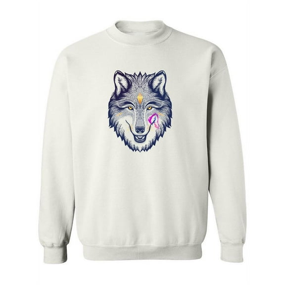 Beautiful Wolf Head Drawing Sweatshirt Women -Image by Shutterstock, Female XX-Large